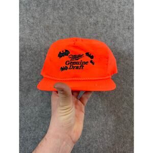 Vintage 90s Miller Genuine Draft Trucker Hat Cap Adjustable Snapback Orange OS